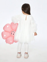 Annil Girls' Spring And Autumn Cute Princess Mesh Dress Long Sleeved Dress